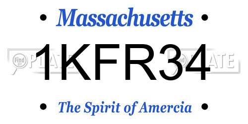 1KFR34 Massachusetts License Plate