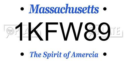 1KFW89 Massachusetts License Plate