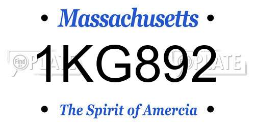 1KG892 Massachusetts License Plate