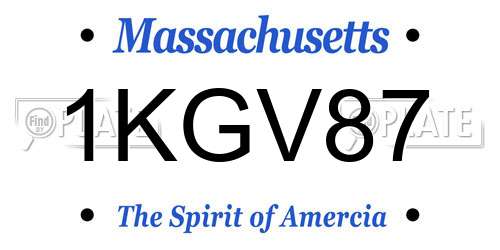 1KGV87 Massachusetts License Plate