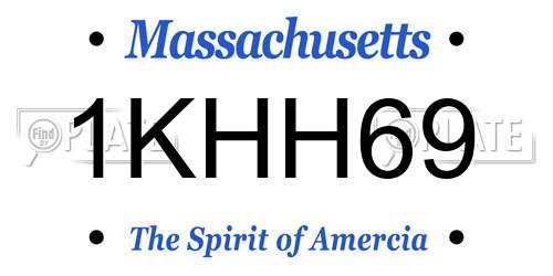 1KHH69 Massachusetts License Plate