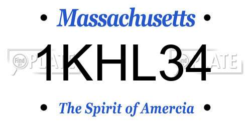 1KHL34 Massachusetts License Plate