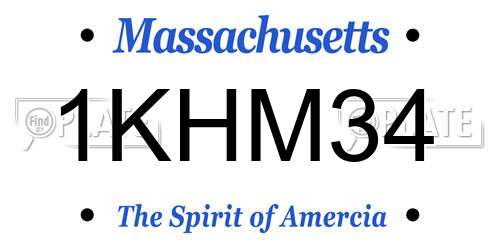 1KHM34 Massachusetts License Plate