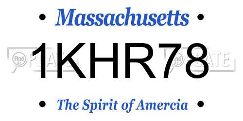 1KHR78 Massachusetts License Plate