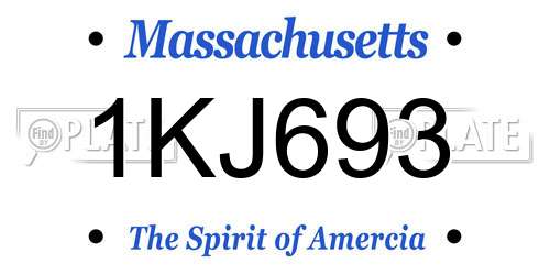 1KJ693 Massachusetts License Plate