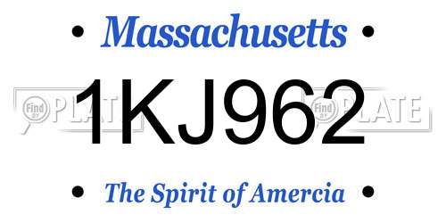 1KJ962 Massachusetts License Plate