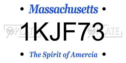 1KJF73 Massachusetts License Plate