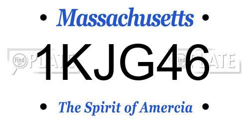 1KJG46 Massachusetts License Plate