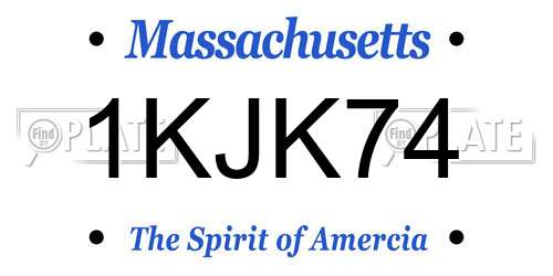 1KJK74 Massachusetts License Plate