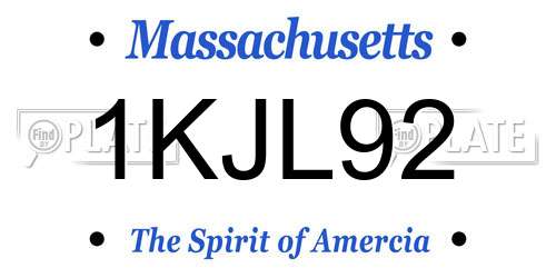 1KJL92 Massachusetts License Plate