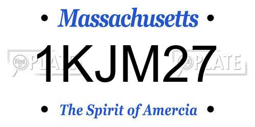 1KJM27 Massachusetts License Plate