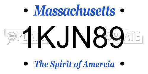 1KJN89 Massachusetts License Plate