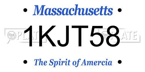 1KJT58 Massachusetts License Plate