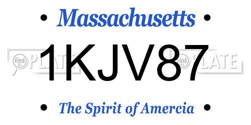 1KJV87 Massachusetts License Plate