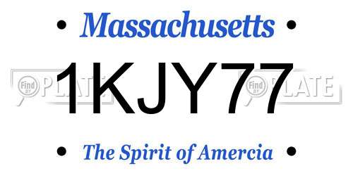 1KJY77 Massachusetts License Plate
