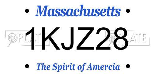 1KJZ28 Massachusetts License Plate