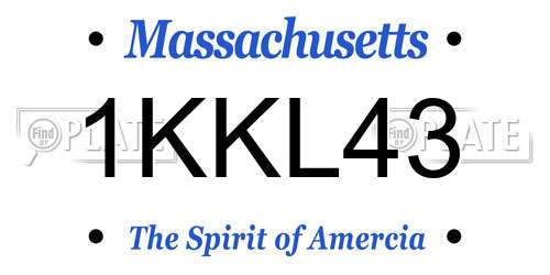 1KKL43 Massachusetts License Plate