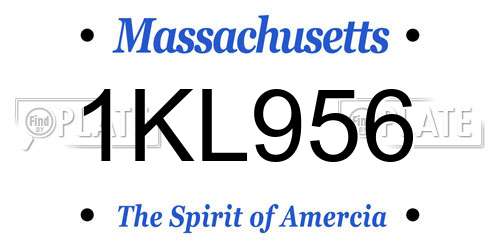 1KL956 Massachusetts License Plate