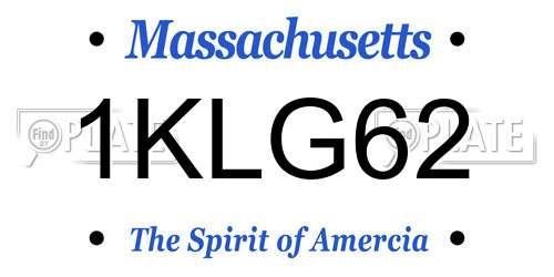 1KLG62 Massachusetts License Plate