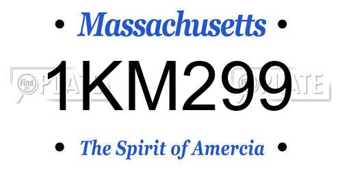 1KM299 Massachusetts License Plate