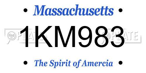 1KM983 Massachusetts License Plate