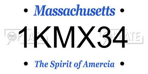 1KMX34 Massachusetts License Plate