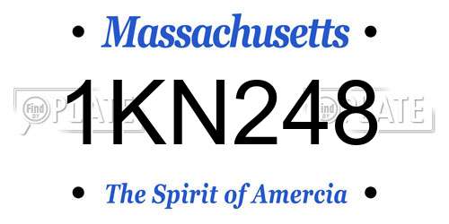 1KN248 Massachusetts License Plate
