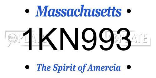 1KN993 Massachusetts License Plate