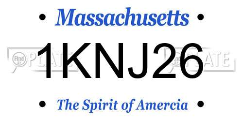 1KNJ26 Massachusetts License Plate