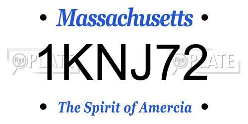 1KNJ72 Massachusetts License Plate