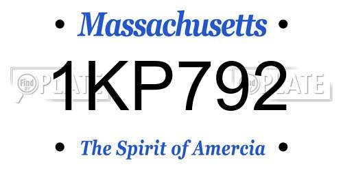 1KP792 Massachusetts License Plate