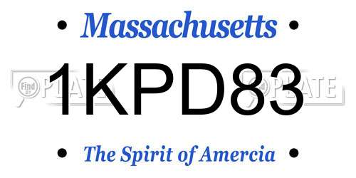1KPD83 Massachusetts License Plate