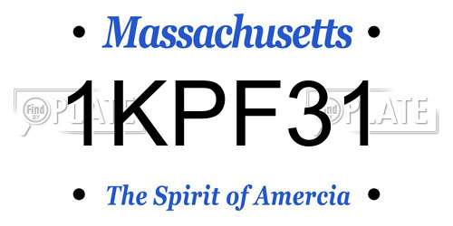 1KPF31 Massachusetts License Plate