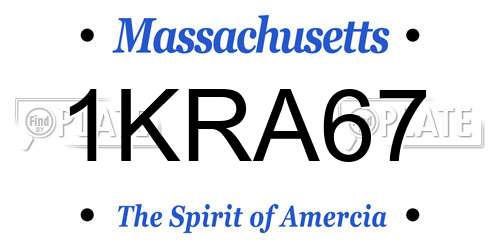 1KRA67 Massachusetts License Plate