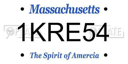 1KRE54 Massachusetts License Plate