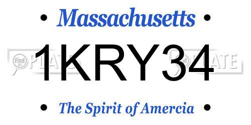 1KRY34 Massachusetts License Plate