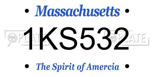 1KS532 Massachusetts License Plate