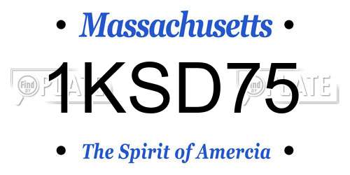 1KSD75 Massachusetts License Plate