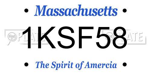 1KSF58 Massachusetts License Plate