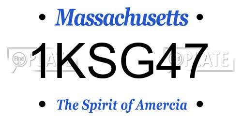 1KSG47 Massachusetts License Plate