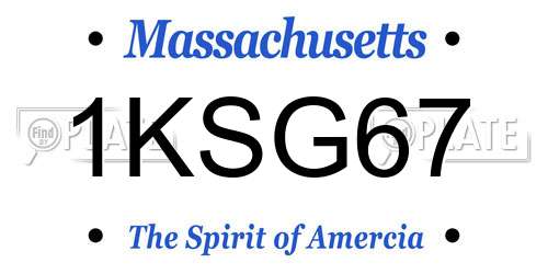 1KSG67 Massachusetts License Plate