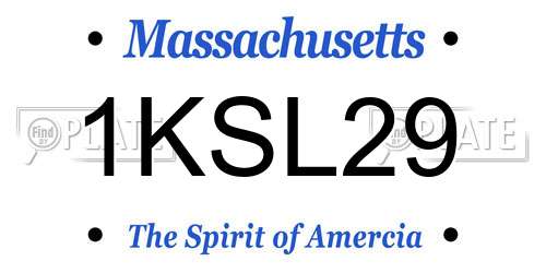 1KSL29 Massachusetts License Plate