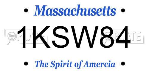 1KSW84 Massachusetts License Plate