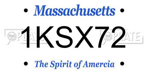1KSX72 Massachusetts License Plate