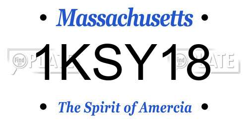 1KSY18 Massachusetts License Plate