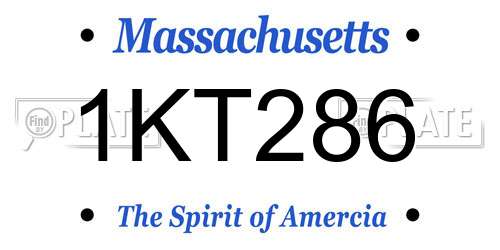 1KT286 Massachusetts License Plate