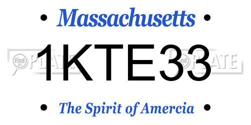 1KTE33 Massachusetts License Plate