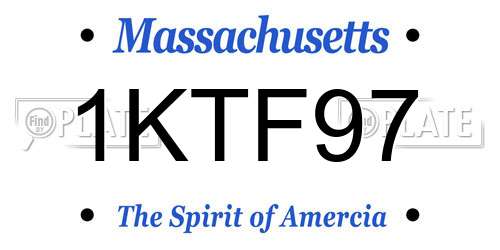 1KTF97 Massachusetts License Plate