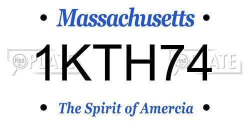 1KTH74 Massachusetts License Plate