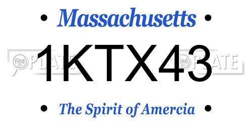 1KTX43 Massachusetts License Plate